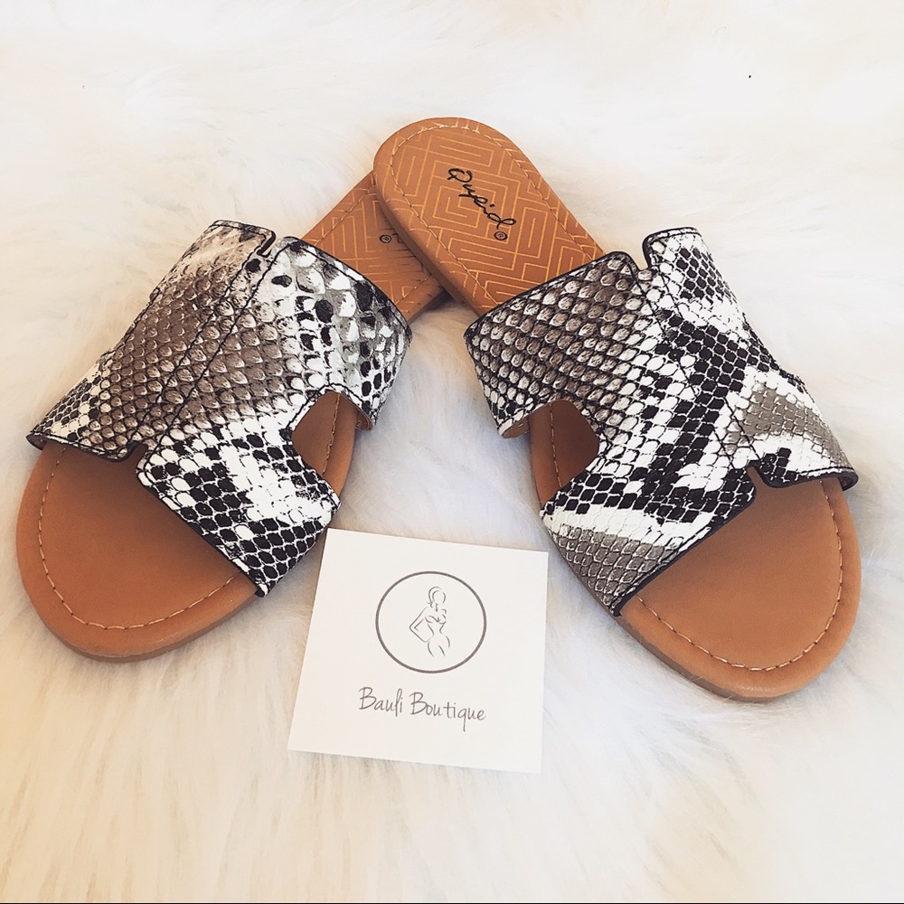 Snake print sandals